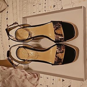 Jessica Simpson Size 8 Snake Print Wedge Sandals
